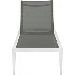 Meridian Nizuc Grey Mesh Water Resistant Fabric Outdoor Patio Aluminum Mesh Chaise Lounge Chair