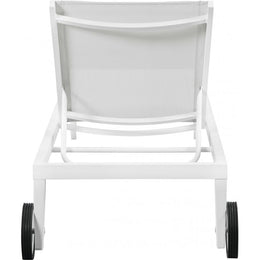 Meridian Nizuc White Mesh Water Resistant Fabric Outdoor Patio Aluminum Mesh Chaise Lounge Chair
