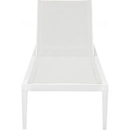 Meridian Nizuc White Mesh Water Resistant Fabric Outdoor Patio Aluminum Mesh Chaise Lounge Chair