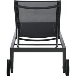 Meridian Nizuc Black Mesh Water Resistant Fabric Outdoor Patio Aluminum Mesh Chaise Lounge Chair