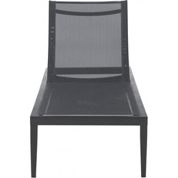 Meridian Nizuc Black Mesh Water Resistant Fabric Outdoor Patio Aluminum Mesh Chaise Lounge Chair