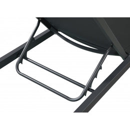 Meridian Nizuc Black Mesh Water Resistant Fabric Outdoor Patio Aluminum Mesh Chaise Lounge Chair