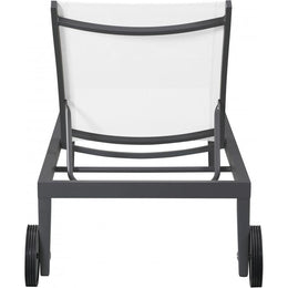 Meridian Nizuc White Mesh Water Resistant Fabric Outdoor Patio Aluminum Mesh Chaise Lounge Chair