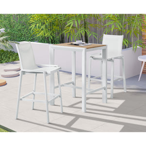 Meridian Nizuc Brown Wood Look Accent Paneling Outdoor Patio Aluminum Square Bar Table
