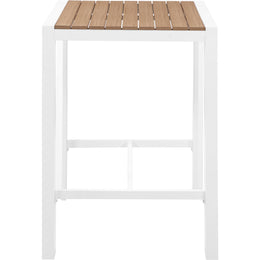 Meridian Nizuc Brown Wood Look Accent Paneling Outdoor Patio Aluminum Square Bar Table