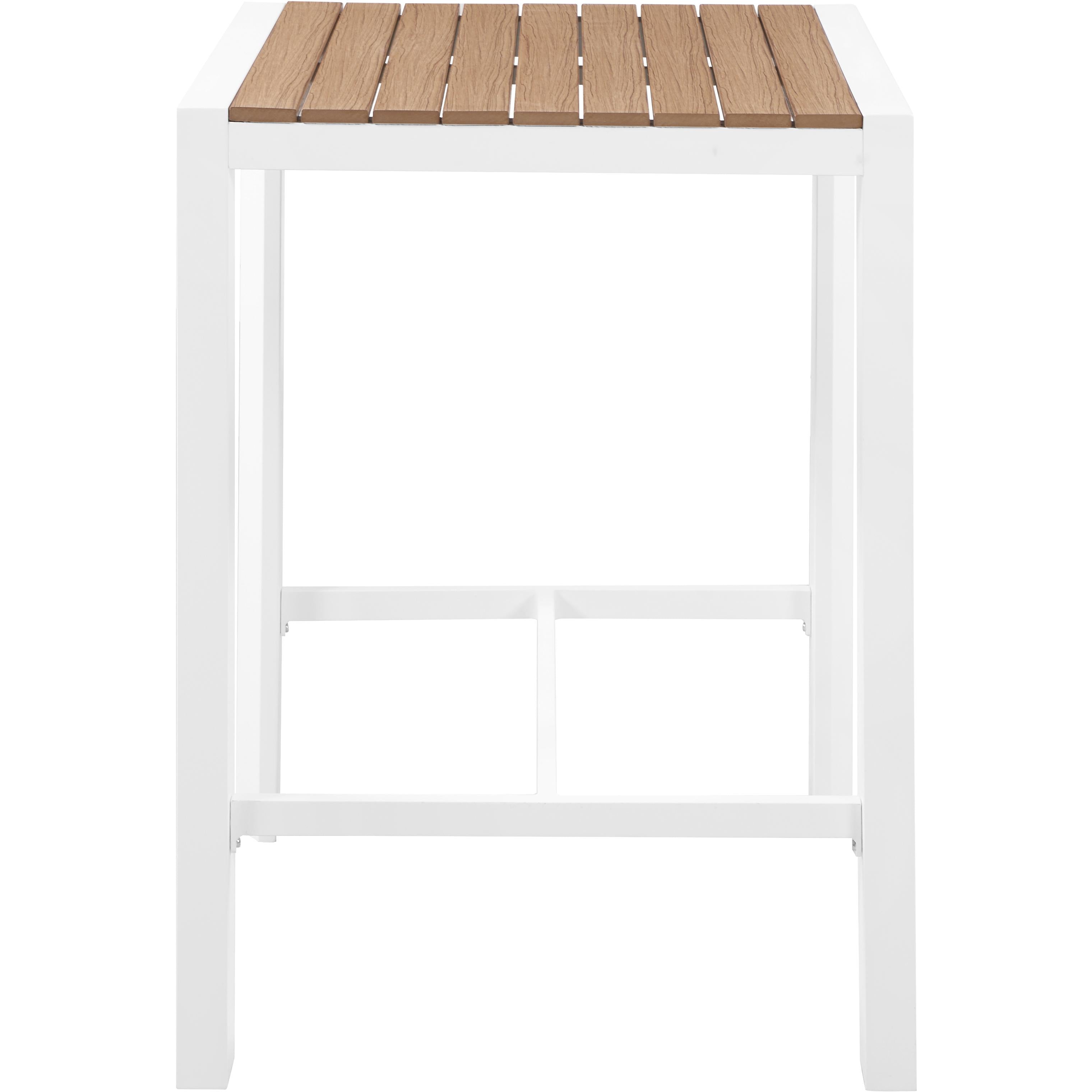 Meridian Nizuc Brown Wood Look Accent Paneling Outdoor Patio Aluminum Square Bar Table