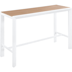 Meridian Nizuc Brown Wood Look Accent Paneling Outdoor Patio Aluminum Rectangle Bar Table
