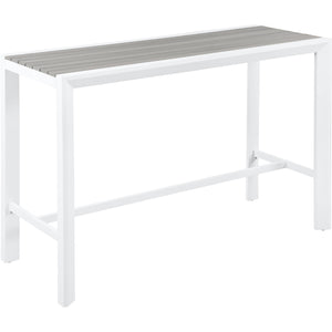 Meridian Nizuc Grey Wood Look Accent Paneling Outdoor Patio Aluminum Rectangle Bar Table
