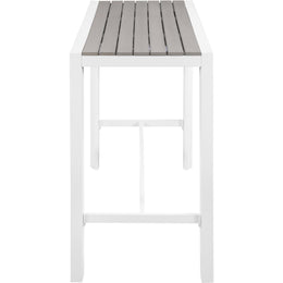 Meridian Nizuc Grey Wood Look Accent Paneling Outdoor Patio Aluminum Rectangle Bar Table
