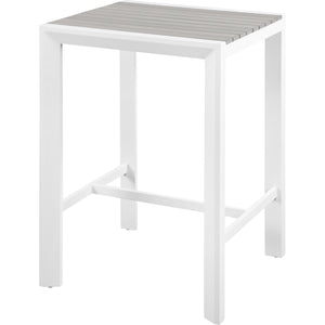 Meridian Nizuc Grey Wood Look Accent Paneling Outdoor Patio Aluminum Square Bar Table