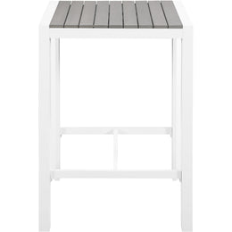 Meridian Nizuc Grey Wood Look Accent Paneling Outdoor Patio Aluminum Square Bar Table
