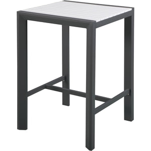 Meridian Nizuc White Wood Look Accent Paneling Outdoor Patio Aluminum Square Bar Table