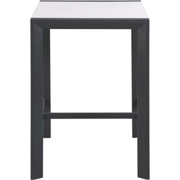 Meridian Nizuc White Wood Look Accent Paneling Outdoor Patio Aluminum Square Bar Table