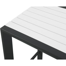 Meridian Nizuc White Wood Look Accent Paneling Outdoor Patio Aluminum Square Bar Table