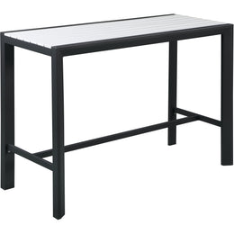 Meridian Nizuc White Wood Look Accent Paneling Outdoor Patio Aluminum Rectangle Bar Table