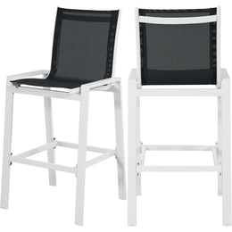Meridian Nizuc Black Mesh Water Resistant Fabric Outdoor Patio Aluminum Mesh Barstool