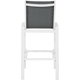 Meridian Nizuc Grey Mesh Water Resistant Fabric Outdoor Patio Aluminum Mesh Barstool