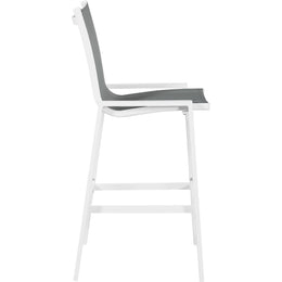 Meridian Nizuc Grey Mesh Water Resistant Fabric Outdoor Patio Aluminum Mesh Barstool