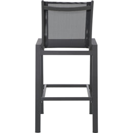 Meridian Nizuc Black Mesh Water Resistant Fabric Outdoor Patio Aluminum Mesh Barstool