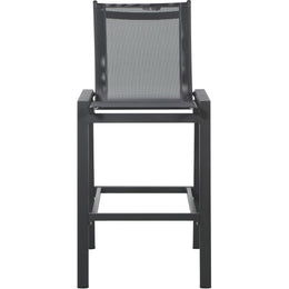 Meridian Nizuc Black Mesh Water Resistant Fabric Outdoor Patio Aluminum Mesh Barstool