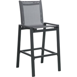 Meridian Nizuc Black Mesh Water Resistant Fabric Outdoor Patio Aluminum Mesh Barstool