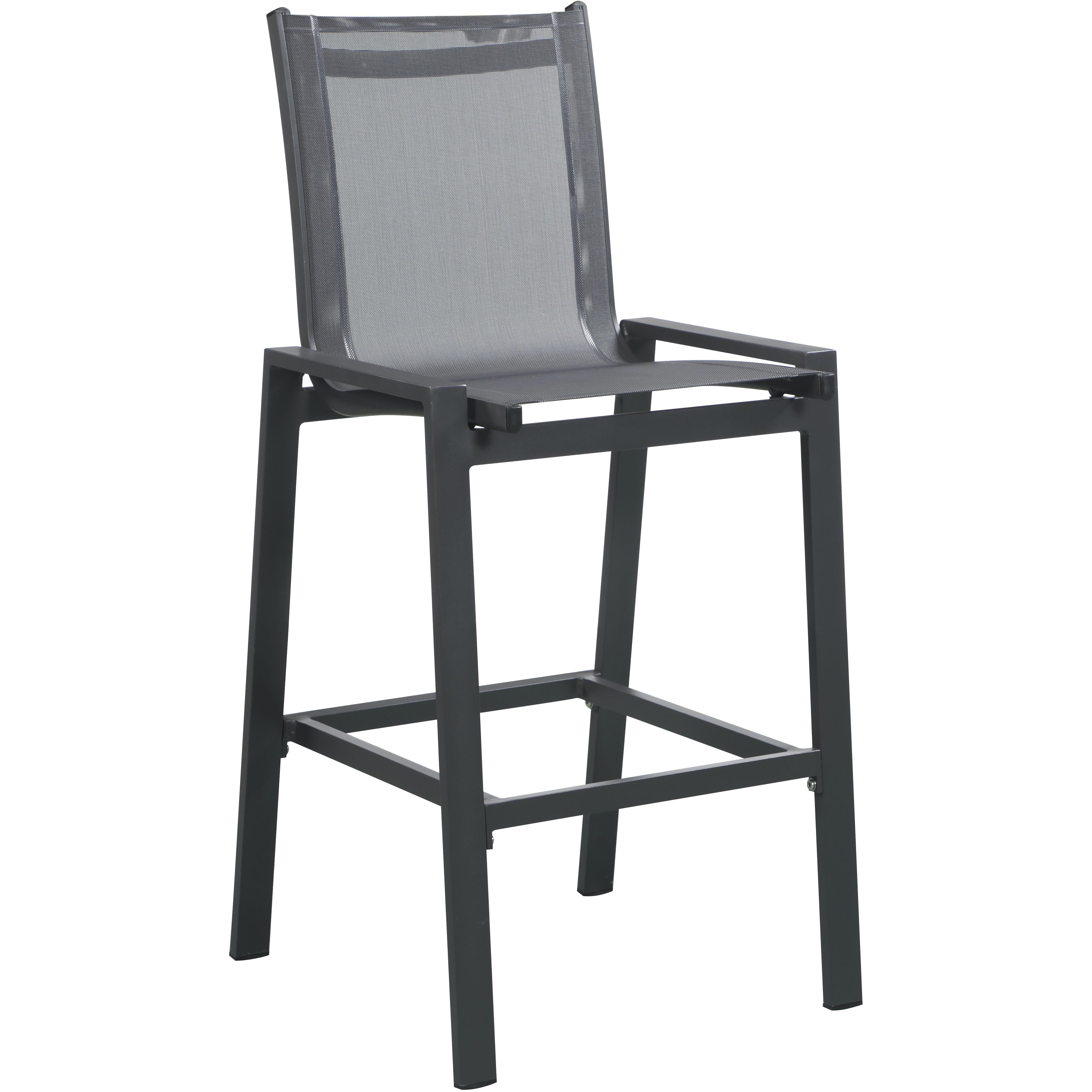 Meridian Nizuc Black Mesh Water Resistant Fabric Outdoor Patio Aluminum Mesh Barstool