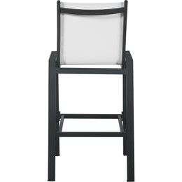 Meridian Nizuc White Mesh Water Resistant Fabric Outdoor Patio Aluminum Mesh Barstool