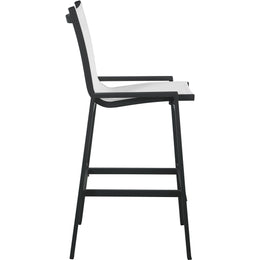 Meridian Nizuc White Mesh Water Resistant Fabric Outdoor Patio Aluminum Mesh Barstool