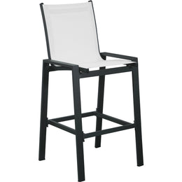 Meridian Nizuc White Mesh Water Resistant Fabric Outdoor Patio Aluminum Mesh Barstool