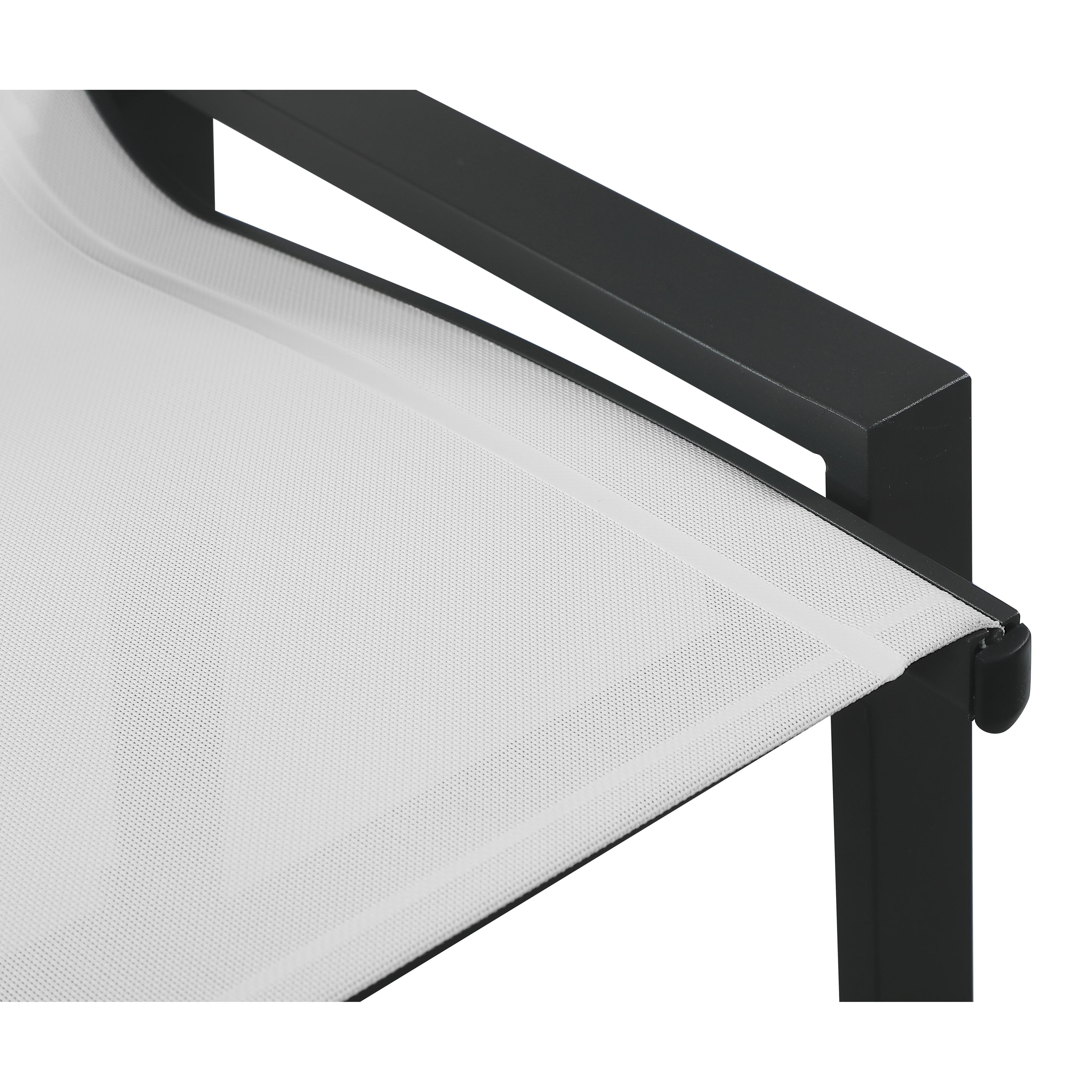 Meridian Nizuc White Mesh Water Resistant Fabric Outdoor Patio Aluminum Mesh Barstool