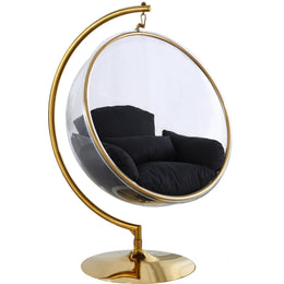 Meridian Luna Black Fabric Acrylic Swing Bubble Accent Chair (2 Boxes)