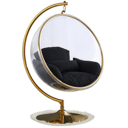 Meridian Luna Black Fabric Acrylic Swing Bubble Accent Chair (2 Boxes)