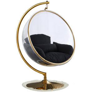 Meridian Luna Black Fabric Acrylic Swing Bubble Accent Chair (2 Boxes)