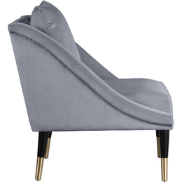 Meridian Elegante Grey Velvet Accent Chair