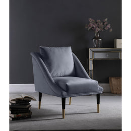 Meridian Elegante Grey Velvet Accent Chair