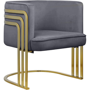 Meridian Rays Grey Velvet Accent Chair