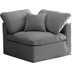 Meridian Plush Grey Velvet Standard Comfort Modular Corner Chair