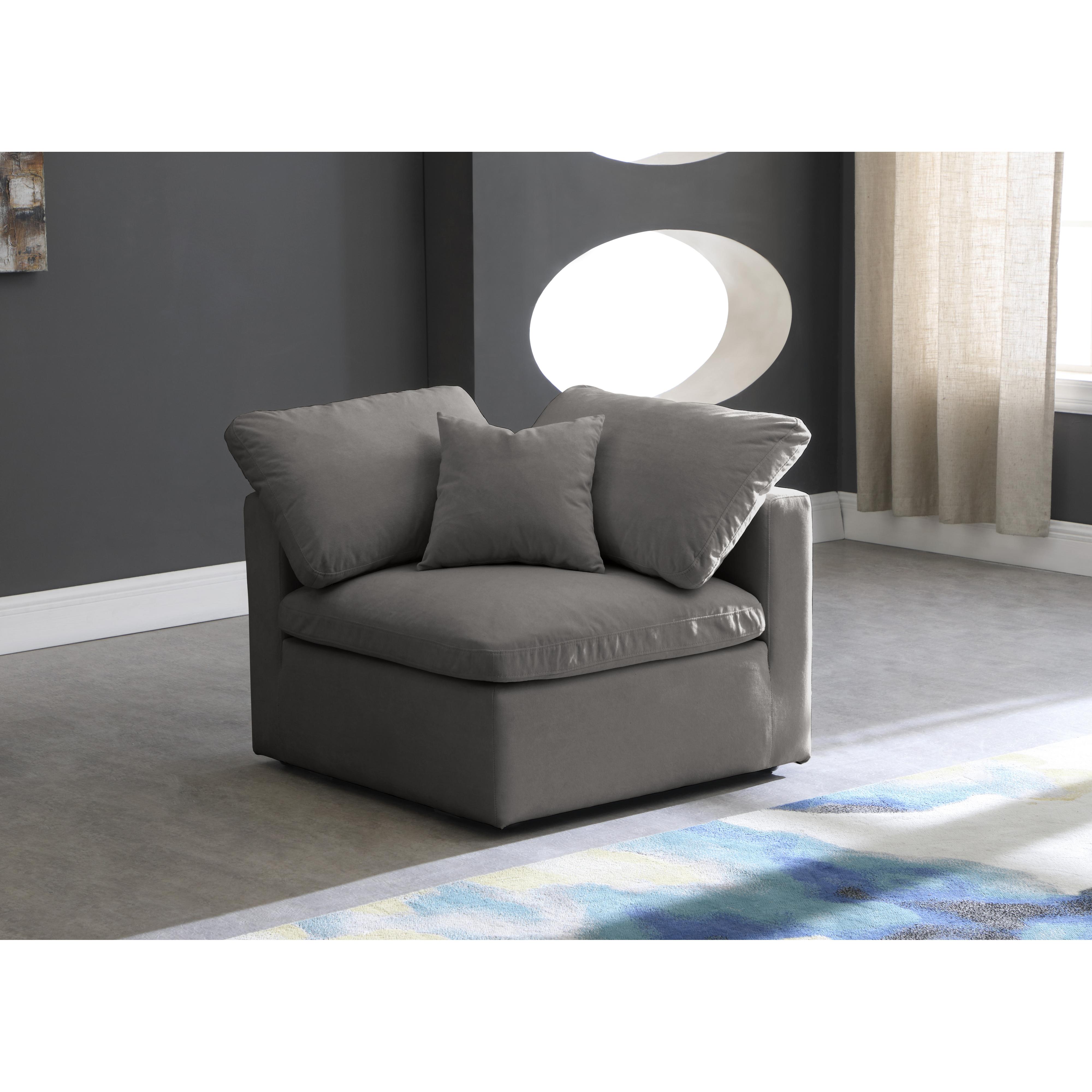 Meridian Plush Grey Velvet Standard Comfort Modular Corner Chair