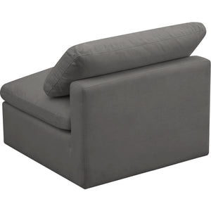 Meridian Plush Grey Velvet Standard Comfort Modular Armless Chair