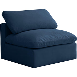 Meridian Plush Navy Velvet Standard Comfort Modular Armless Chair