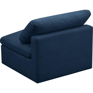 Meridian Plush Navy Velvet Standard Comfort Modular Armless Chair