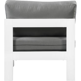 Meridian Nizuc Grey Water Resistant Fabric Outdoor Patio Aluminum Armless Chair