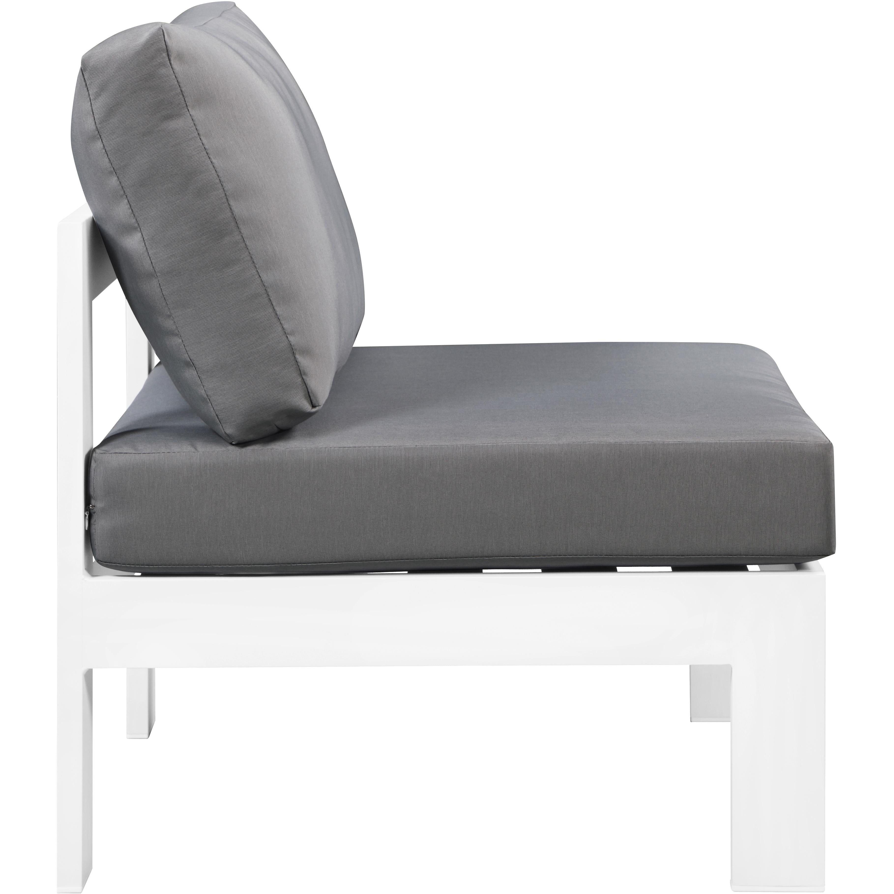 Meridian Nizuc Grey Water Resistant Fabric Outdoor Patio Aluminum Armless Chair