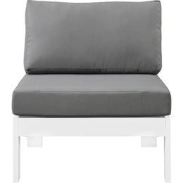 Meridian Nizuc Grey Water Resistant Fabric Outdoor Patio Aluminum Armless Chair