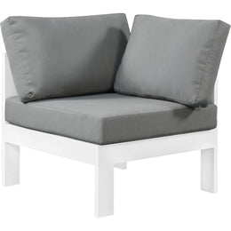 Meridian Nizuc Grey Water Resistant Fabric Outdoor Patio Aluminum Corner Chair