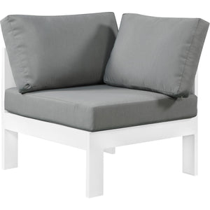 Meridian Nizuc Grey Water Resistant Fabric Outdoor Patio Aluminum Corner Chair