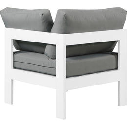 Meridian Nizuc Grey Water Resistant Fabric Outdoor Patio Aluminum Corner Chair