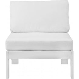 Meridian Nizuc White Water Resistant Fabric Outdoor Patio Aluminum Armless Chair