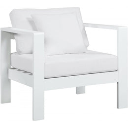 Meridian Nizuc White Water Resistant Fabric Outdoor Patio Aluminum Arm Chair