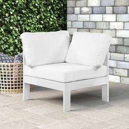 Meridian Nizuc White Water Resistant Fabric Outdoor Patio Aluminum Corner Chair